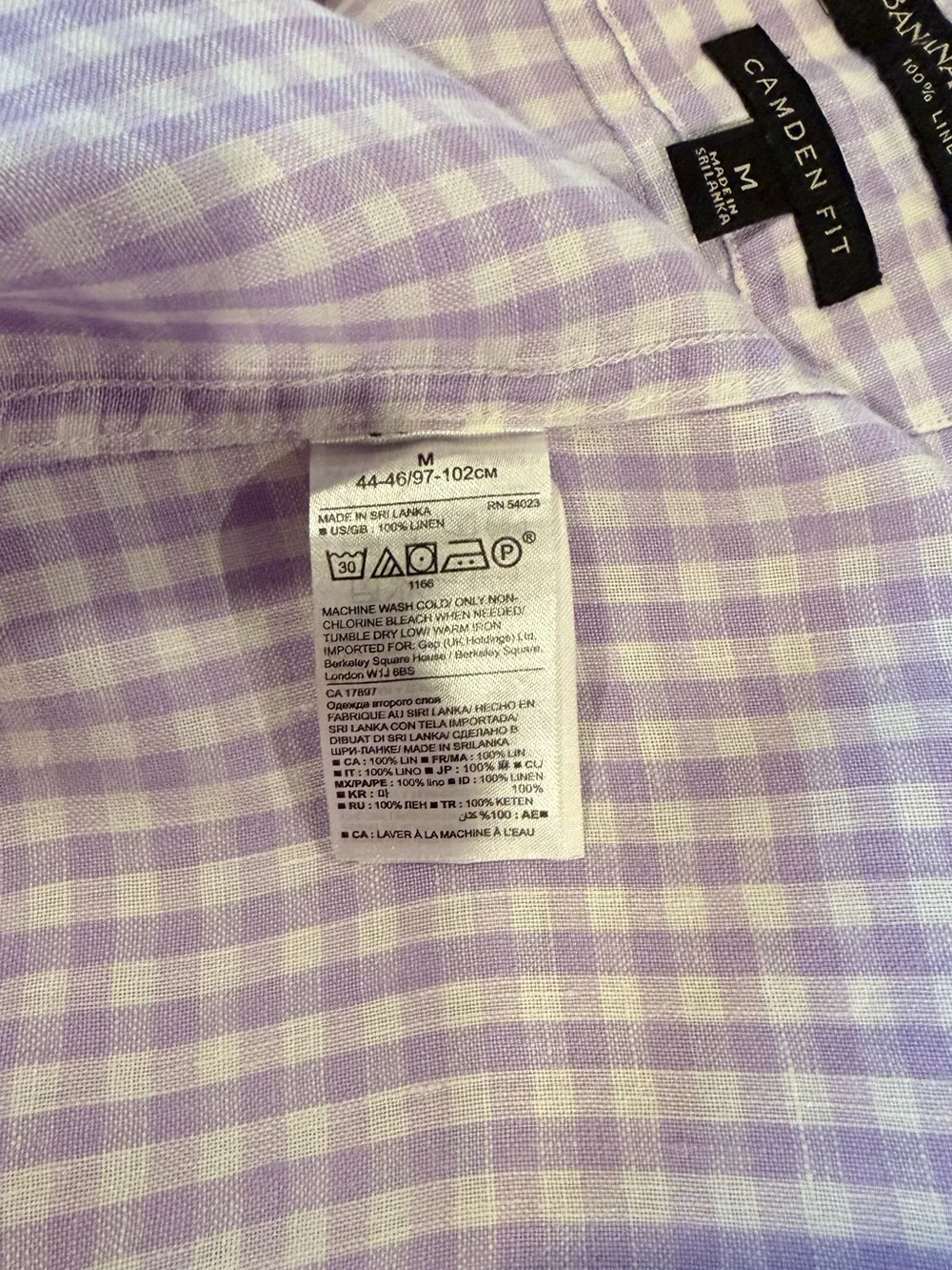 Banana Republic Lavender Gingham Short-Sleeve Button-Down Shirt